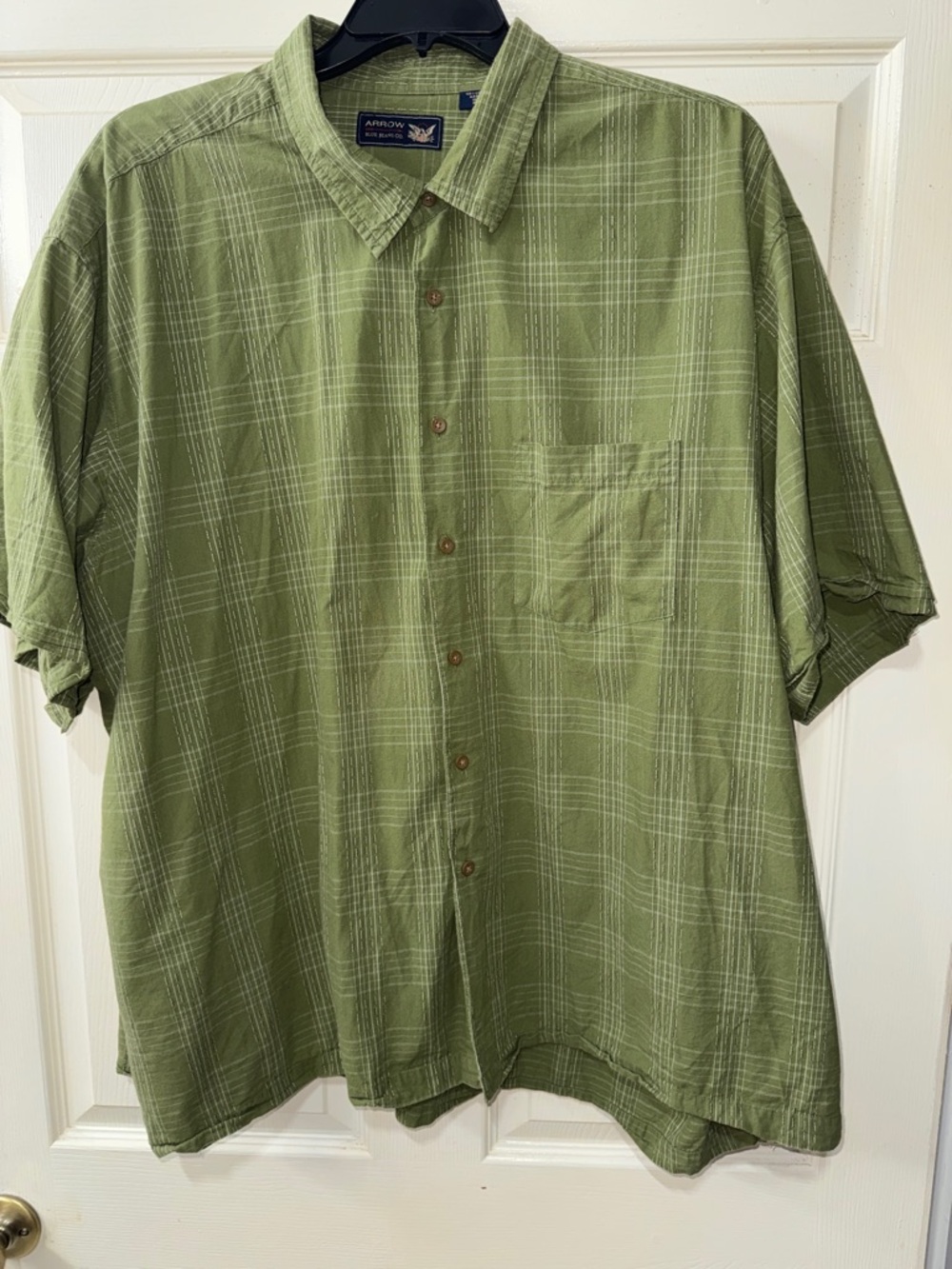 Arrow Blue Jeans Co Olive Green Plaid Short Sleeve Button-Down Shirt 3XL